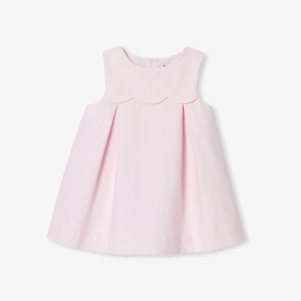 Jacadi Baby Girl Dress Sleeveless Organic Cotton Pique Knit 6 Months Powder Pink